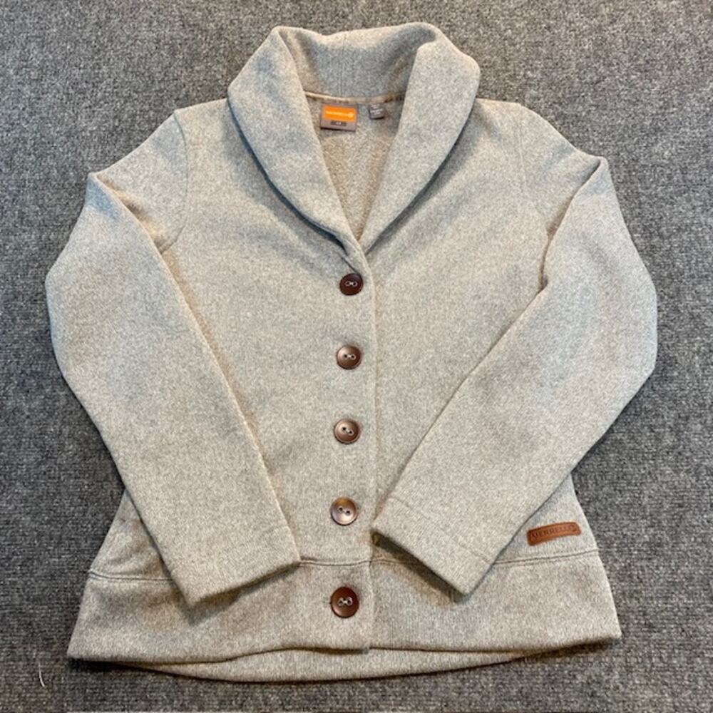 Merrell Arabella Women's Sweater Jacket Size Small Gray Pockets Buttons